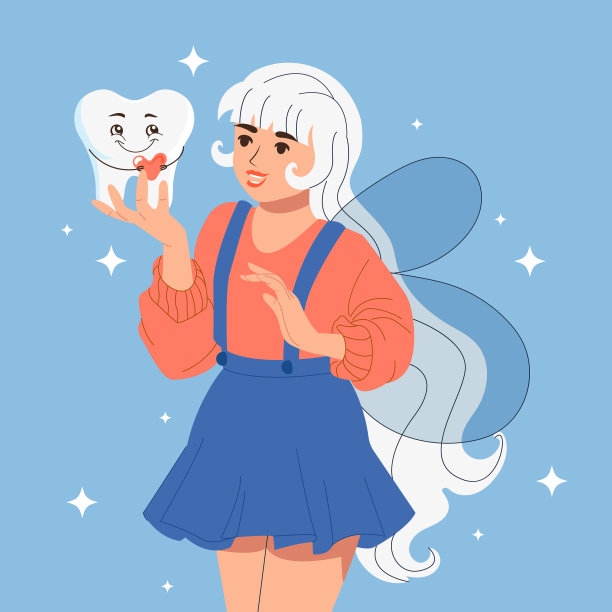 一个可爱的牙仙子拿着一颗牙图片下载