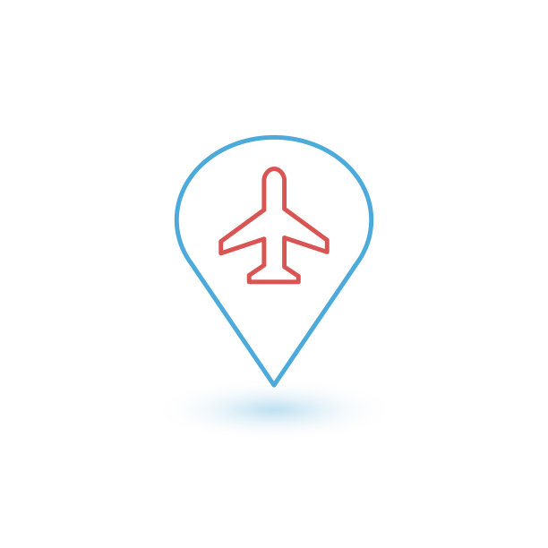 飞机地图引脚图标旅行线性图标图片下载