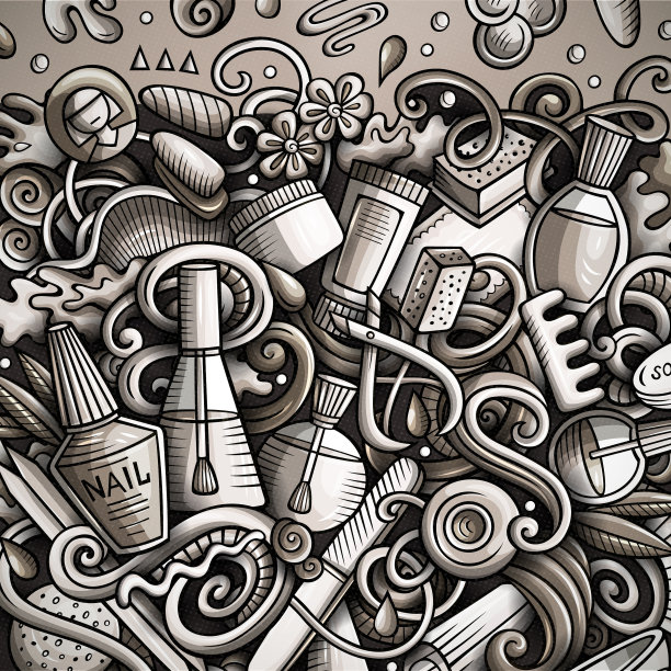 美甲沙龙手绘涂鸦图片下载