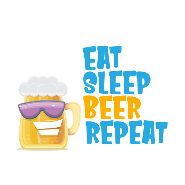 吃，睡，啤酒重复概念图片下载