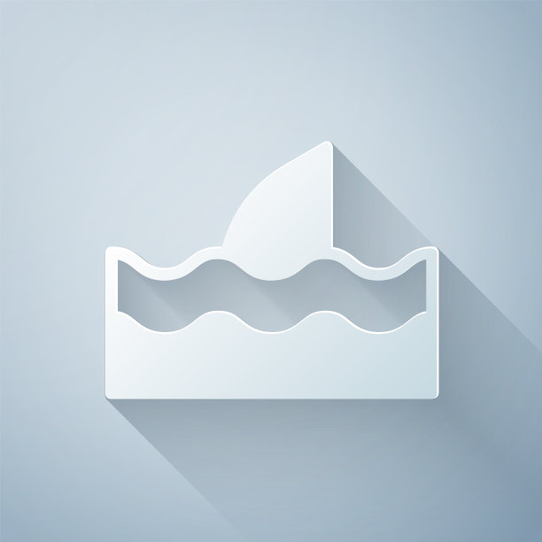 纸切鱼翅在海浪图标孤立上图片下载