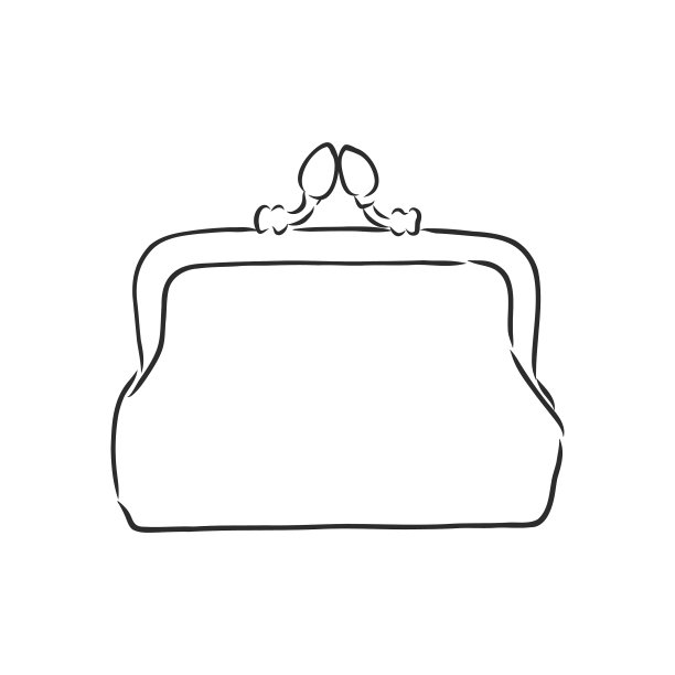 复古钱包与金钱素描雕刻风格图片下载