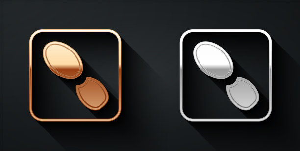 金和银人类脚印鞋图标图片下载