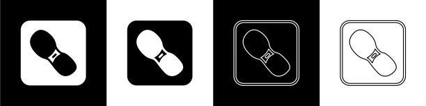 设置人类脚印鞋图标隔离在黑色图片下载