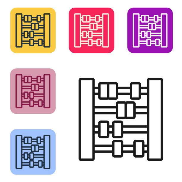 黑线算盘图标孤立在白线上图片下载