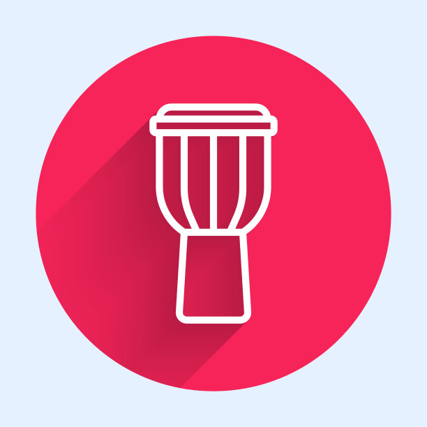 白线鼓图标孤立与长影子图片下载