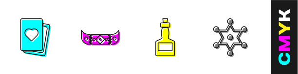 设置甲板扑克牌和皮艇或独木舟图片下载