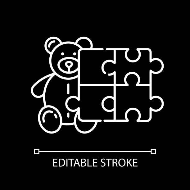 玩具和爱好白色线性图标为黑暗主题图片下载