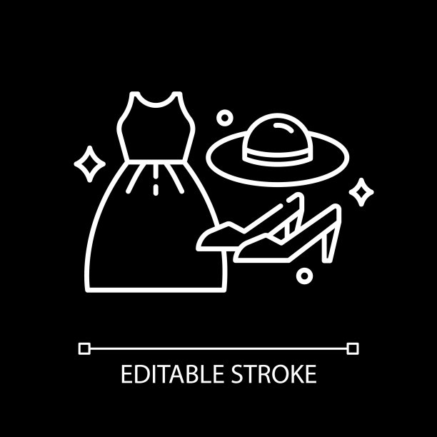 女性时尚白色线性图标为黑暗的主题图片下载