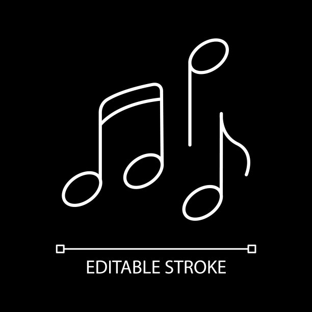 音乐白色线性图标为黑暗主题图片下载