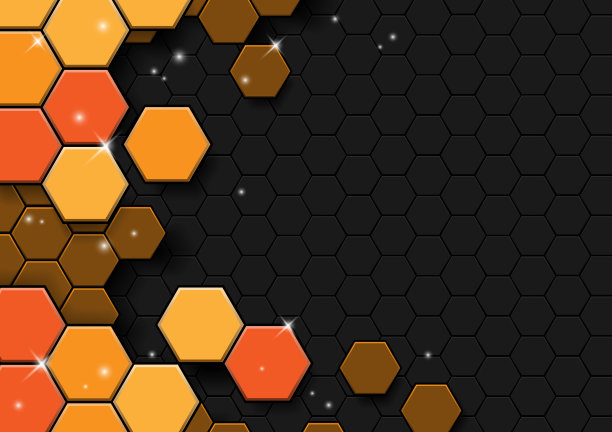 橙色六角形背景技术演示图片下载