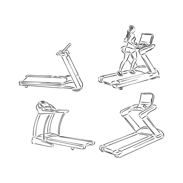 跑步机涂鸦风格素描手绘图片下载