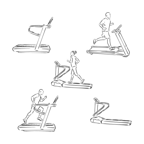 跑步机涂鸦风格素描手绘图片下载