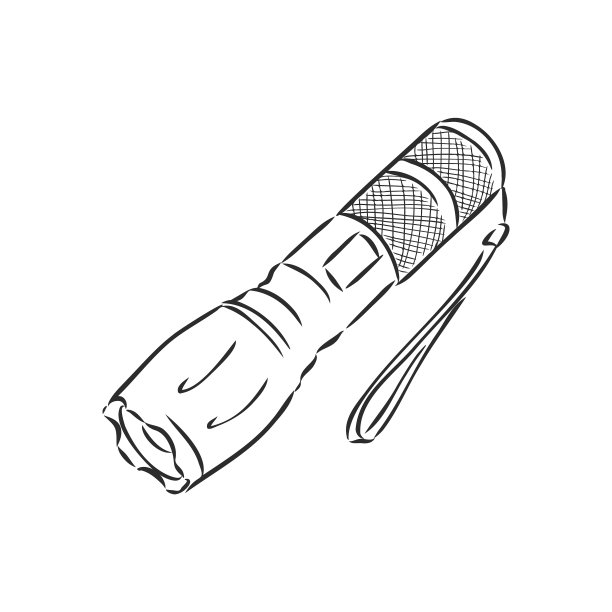 画一个手电筒孤立在白色上图片下载
