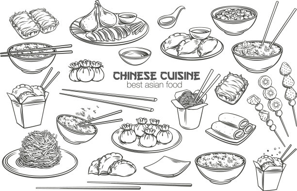 中国菜的轮廓图标图片下载