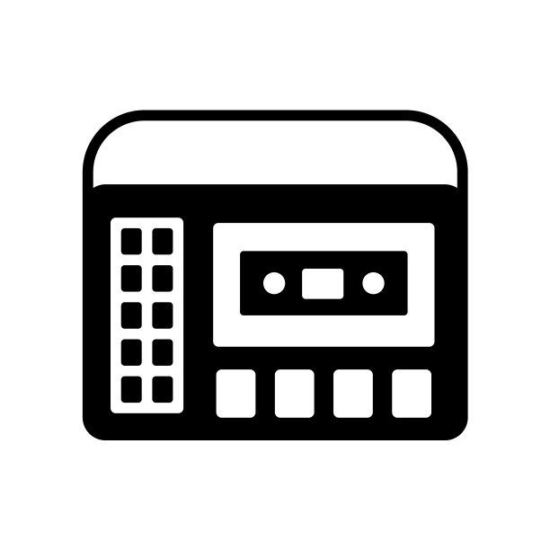 复古卡带录音机播放器标志图标图片下载