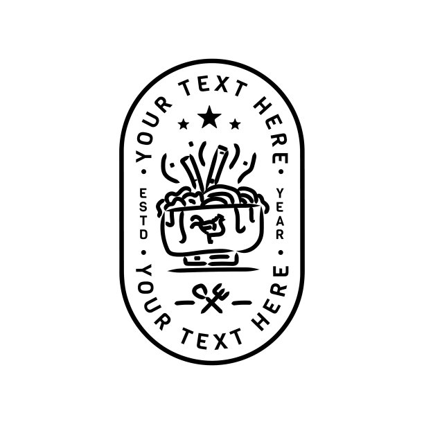 复古面馆标志徽章设计在白色图片下载