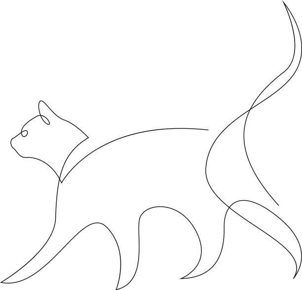 一线猫设计剪影手绘图片下载
