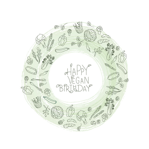 素食者生日快乐，绿色蔬菜图片下载
