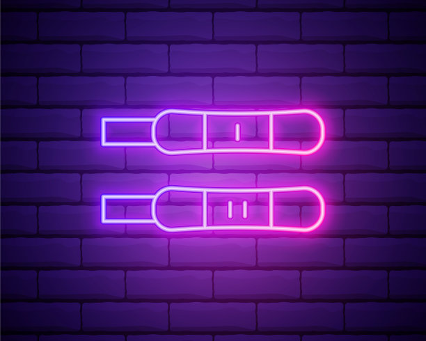 阳性和阴性测试霓虹灯图标早图片下载