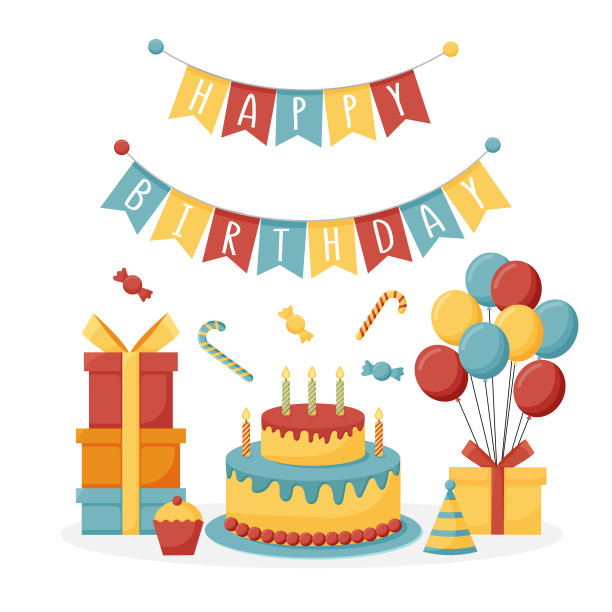 卡通生日派对装饰礼物礼物图片下载