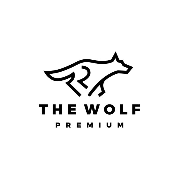 运行狼单线轮廓标志图标图片下载