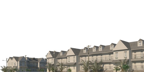 城市景观3d插图孤立在白色背景图片下载