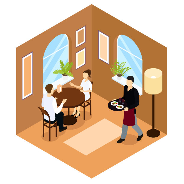 服务员服务等距构成图片下载