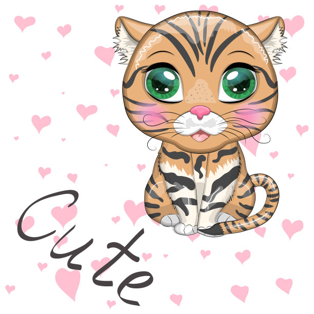 卡通里有一双漂亮眼睛的黑脚猫图片下载