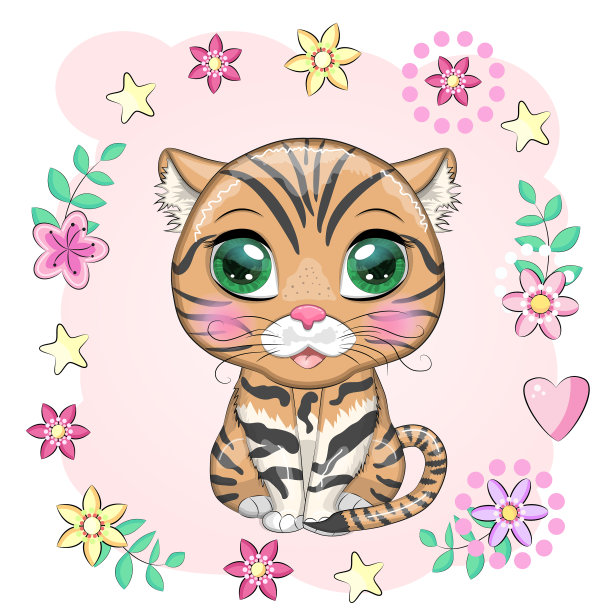 卡通里有一双漂亮眼睛的黑脚猫图片下载