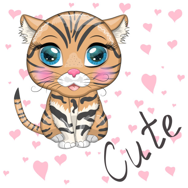 卡通里有一双漂亮眼睛的黑脚猫图片下载