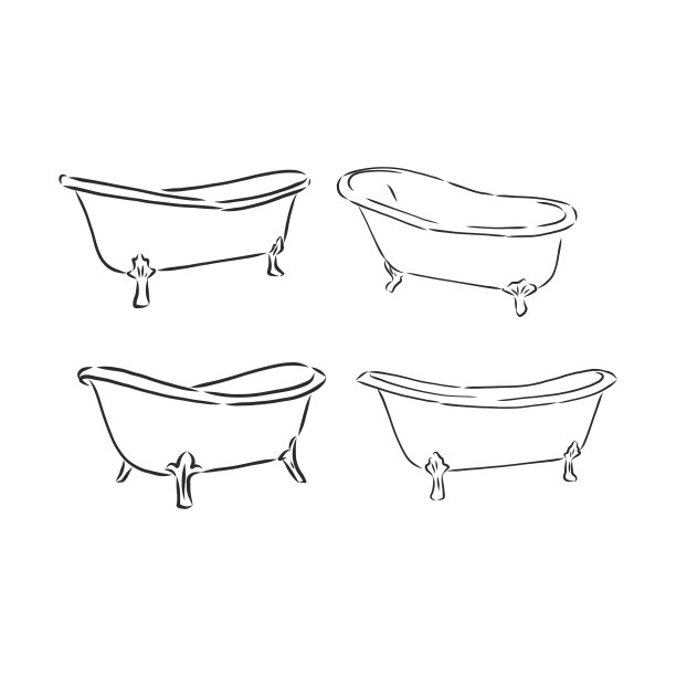 浴缸内部手绘浴缸素描图片下载