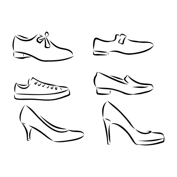 集美丽的女鞋手绘图片下载