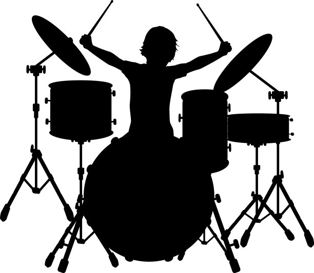 剪影男孩的音乐是打击乐图片下载
