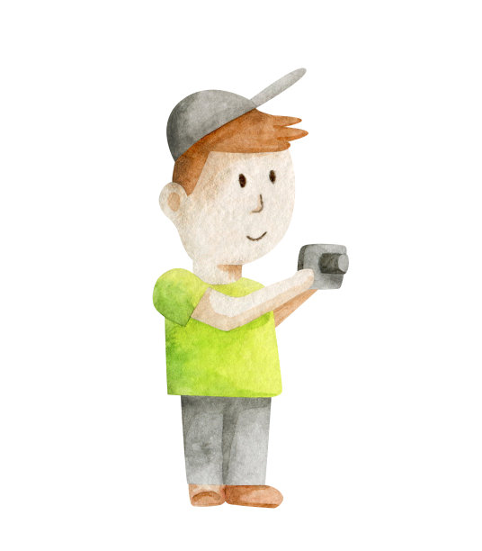 带着相机的男孩旅行者。图片下载