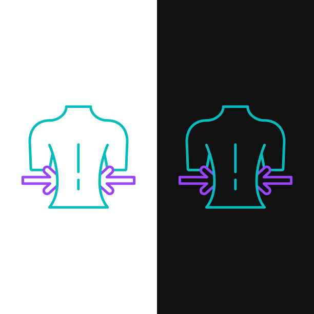 线按摩图标孤立的白色和黑色图片下载