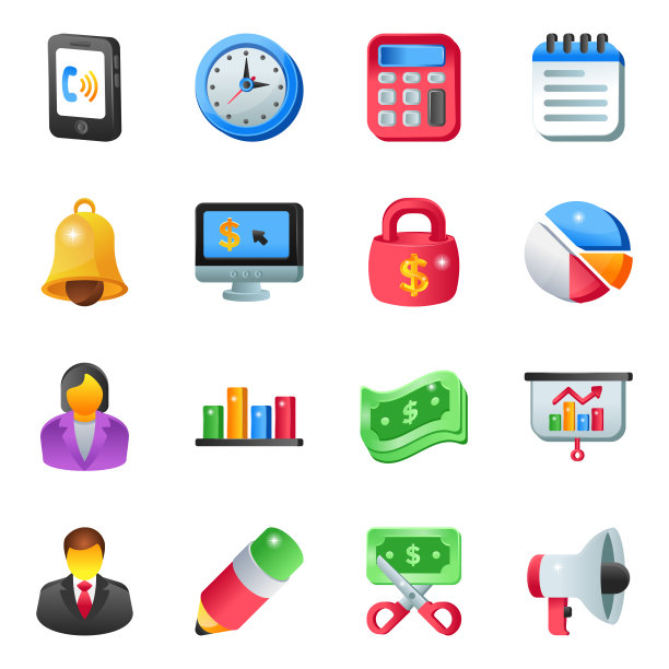 一组业务在平面图标图片下载