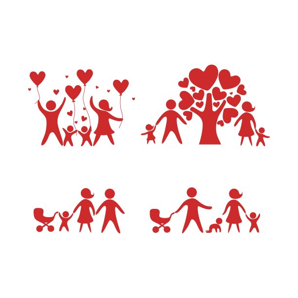家庭图标集，幸福爱的人。图片下载