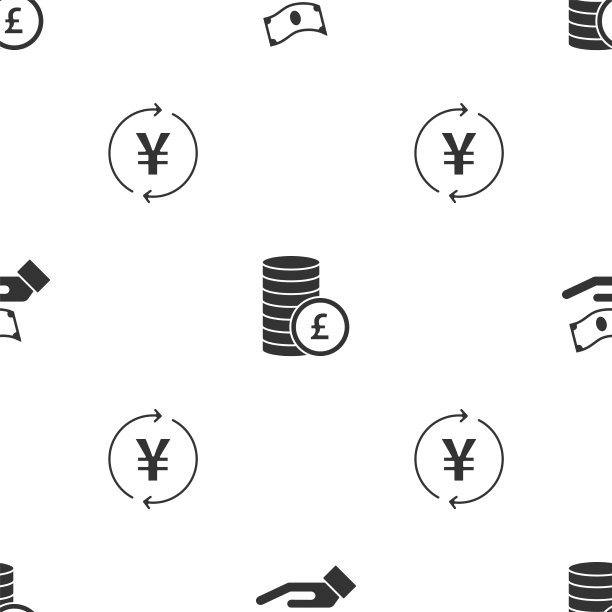 手握硬币，上面有英镑和日元图片下载