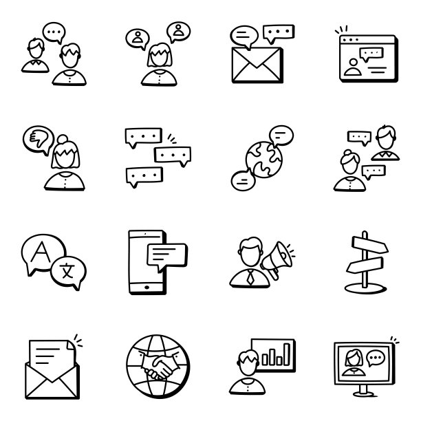 包会议和讨论涂鸦图标图片下载