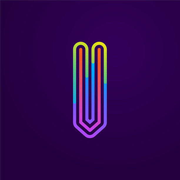 霓虹灯v字线标志图片下载