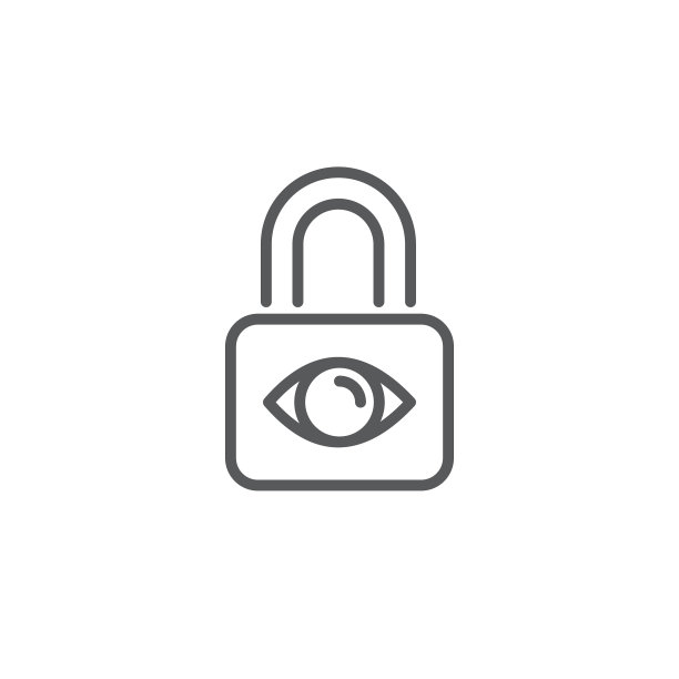 带眼睛图标的彩色线条隐私保护锁图片下载
