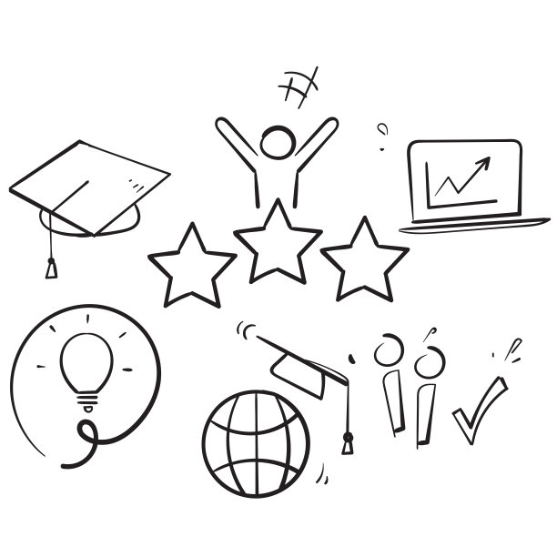 手绘涂鸦教育线图标相关的插图矢量图片下载