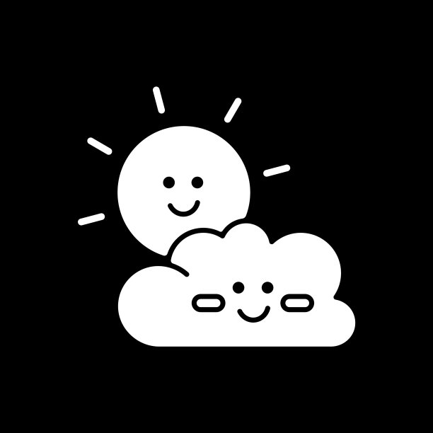 儿童卡通暗色模式字形图标图片下载