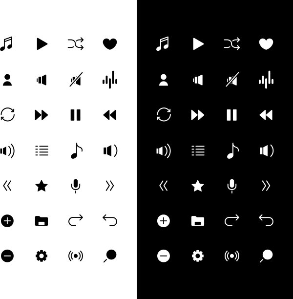 音乐字形图标设置为夜晚和白天模式图片下载