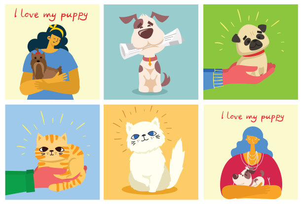 在卡片上设置猫和狗图片下载