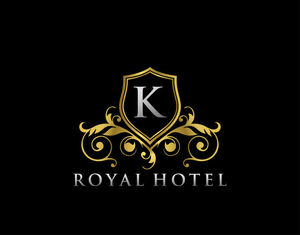 豪华皇家国王k字母饰冠黄金标志模板图片下载