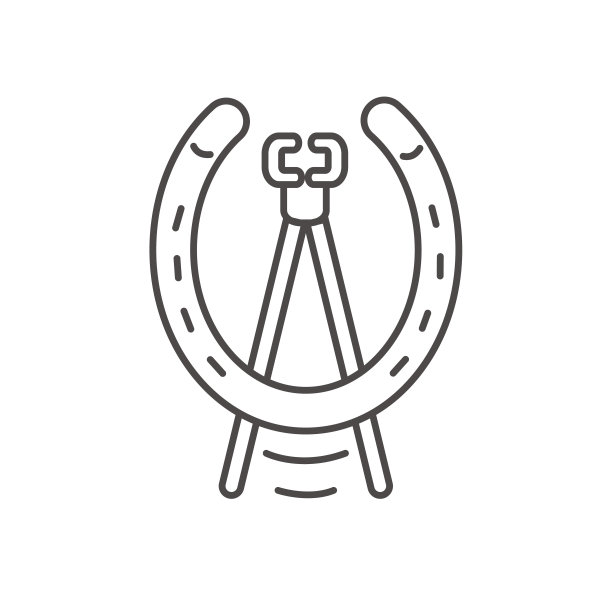 铁匠的马蹄铁图标和拔钉工具。标志,兽医业务。马术运动。矢量平面轮廓。古董涂鸦线艺术插图。图片下载