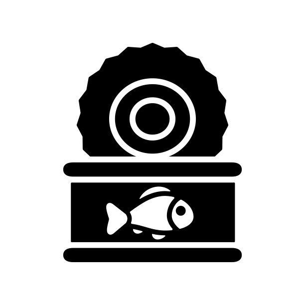 鱼保存矢量字形图标。农场动物标志图片下载