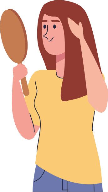 美丽性感的女孩与镜子孤立的性格图片下载